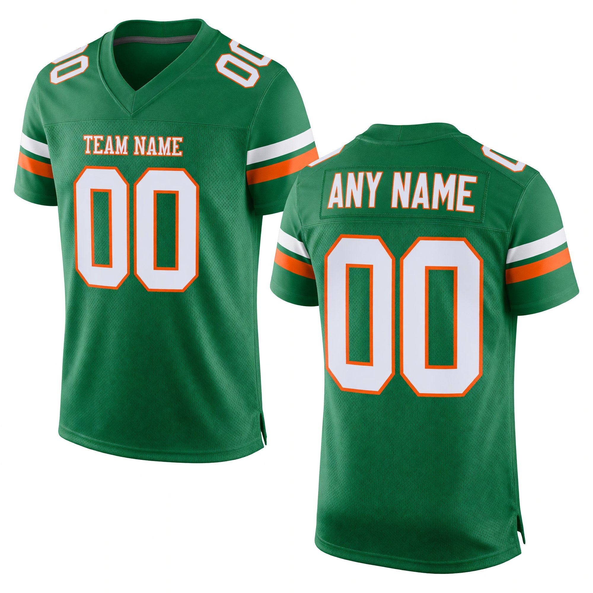 Custom Kelly Green White-Orange Mesh Authentic Football Jersey