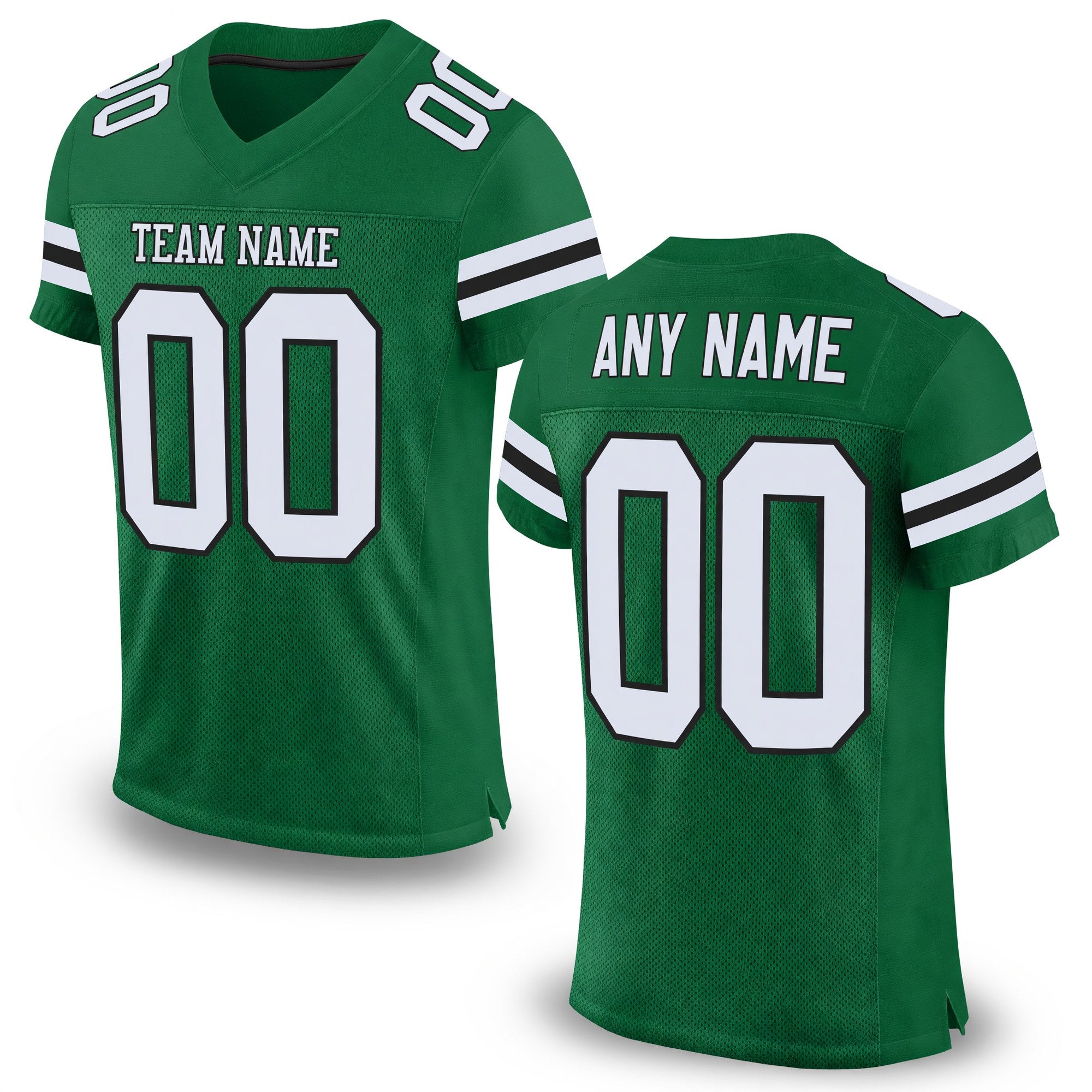 Custom Kelly Green White-Black Mesh Authentic Football Jersey