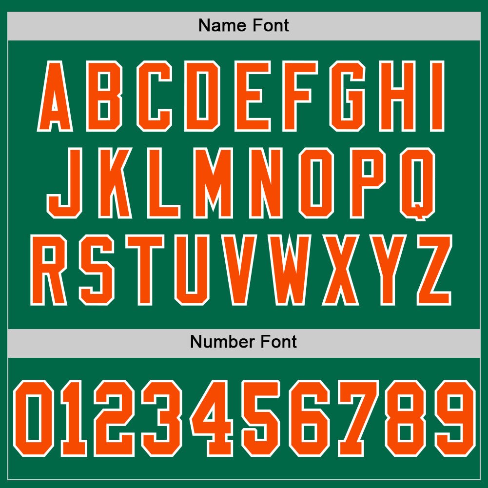 Custom Kelly Green Orange-White Mesh Authentic Throwback Football Jersey photo 3