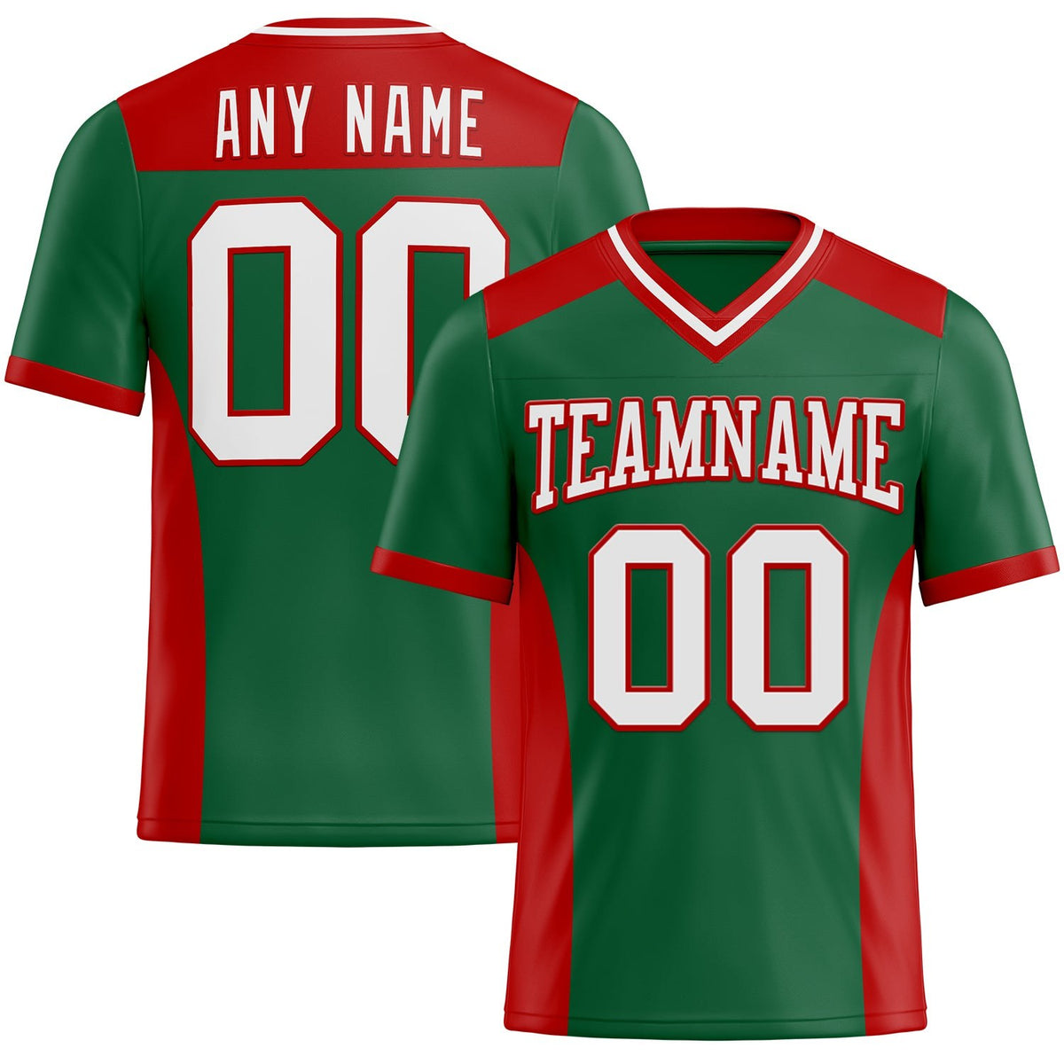 Custom Kelly Green White-Red Authentic Football Jersey photo 1
