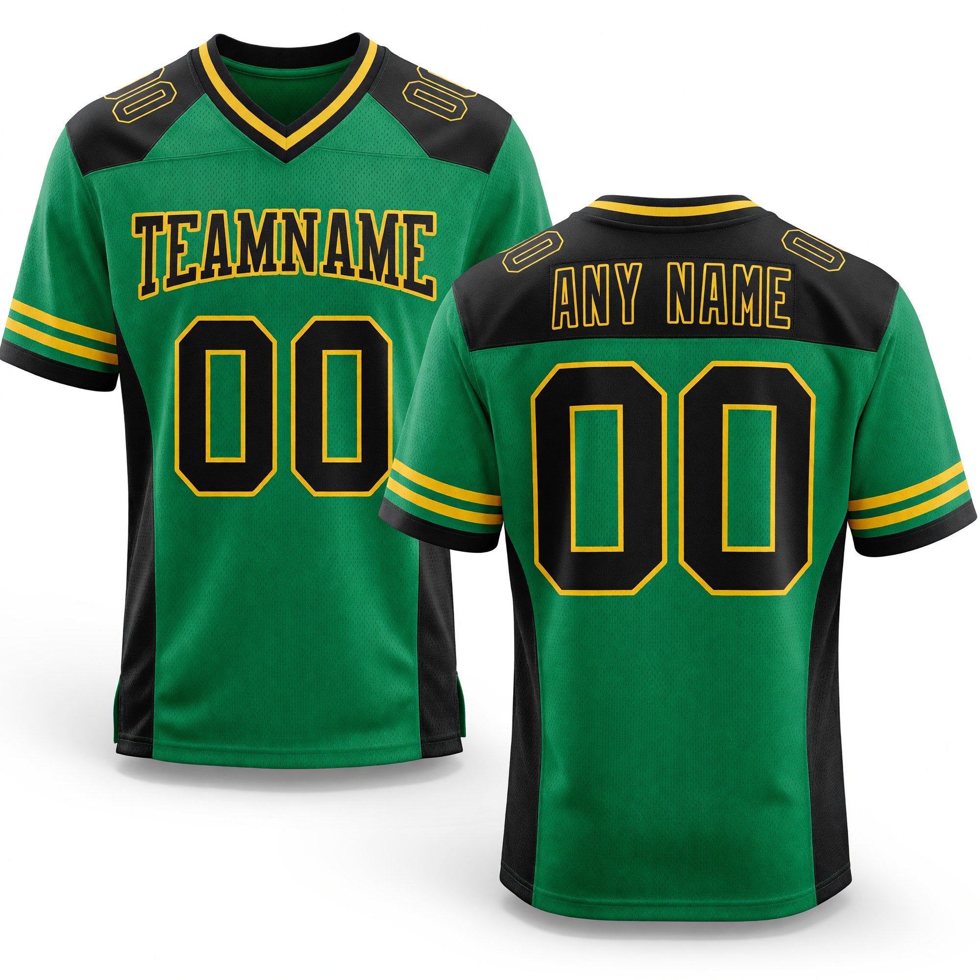 Custom Kelly Green Black-Yellow Authentic Football Jersey