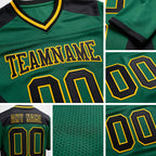 Custom Kelly Green Black-Yellow Authentic Football Jersey detail