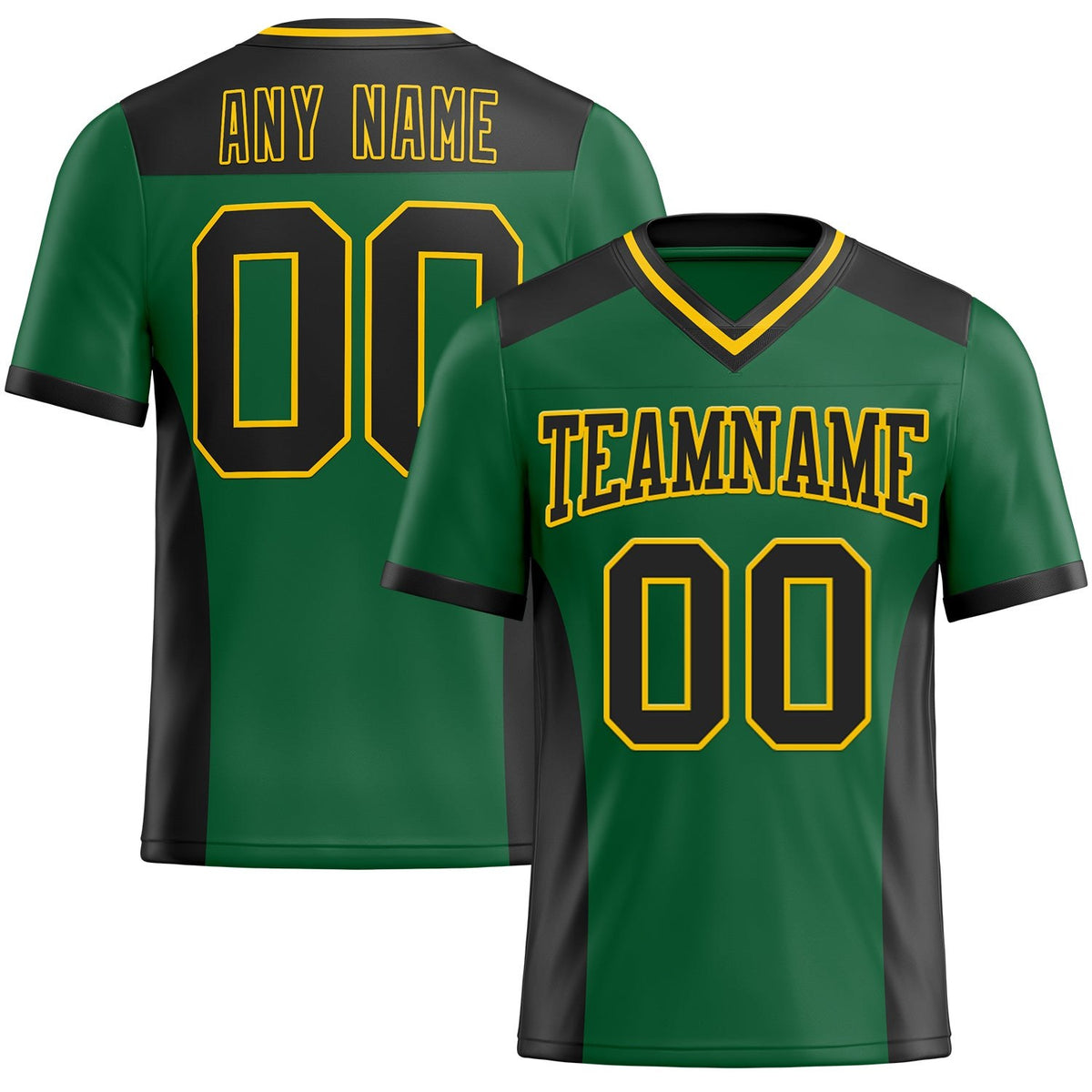 Custom Kelly Green Black-Yellow Authentic Football Jersey photo 1
