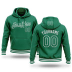 Custom Stitched Kelly Green White Sports Pullover Sweatshirt Hoodie