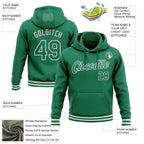 Custom Stitched Kelly Green White Sports Pullover Sweatshirt Hoodie photo 3