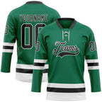 Custom Kelly Green Black-White Hockey Lace Neck Jersey photo 1