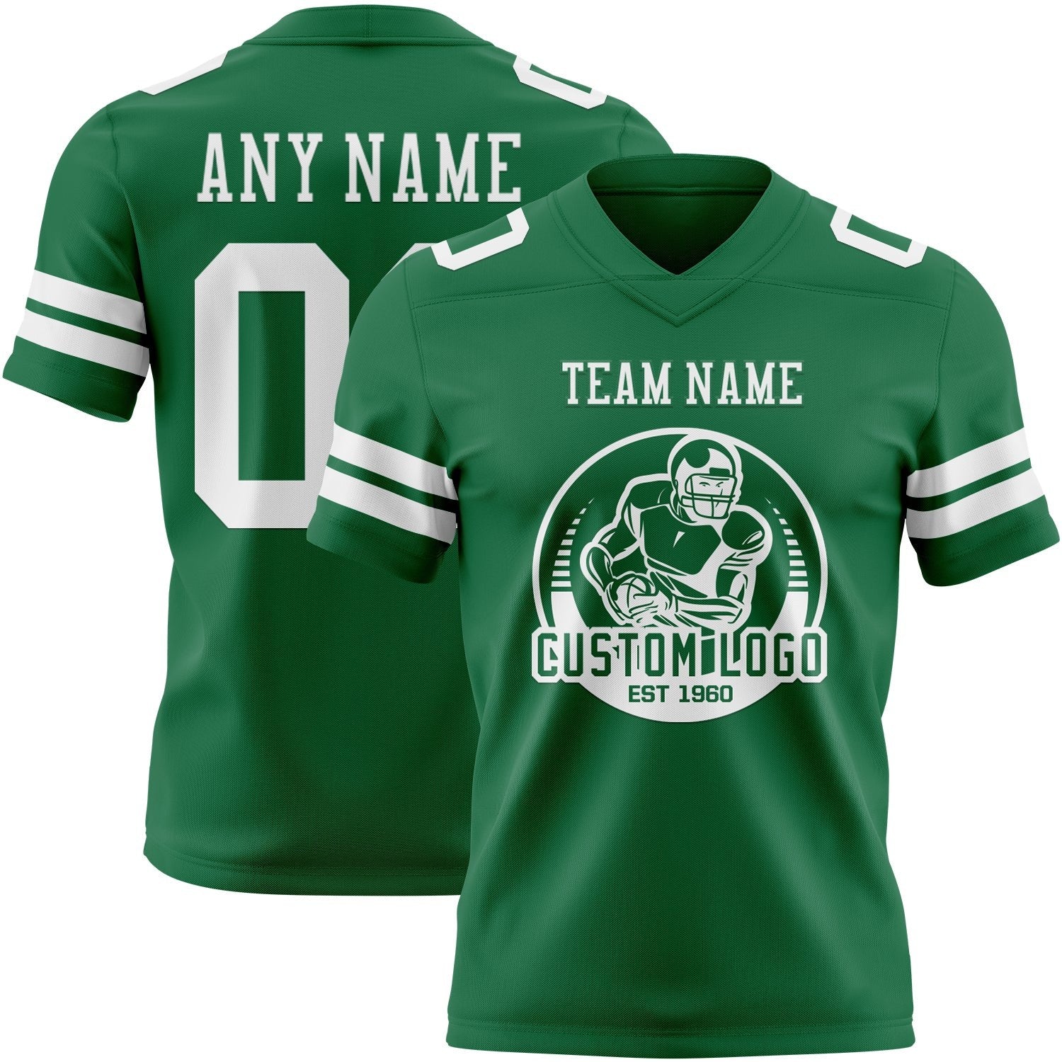 Custom Kelly Green White Authentic Football Jersey photo 2