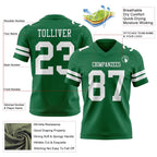 Custom Kelly Green White Authentic Football Jersey photo 3