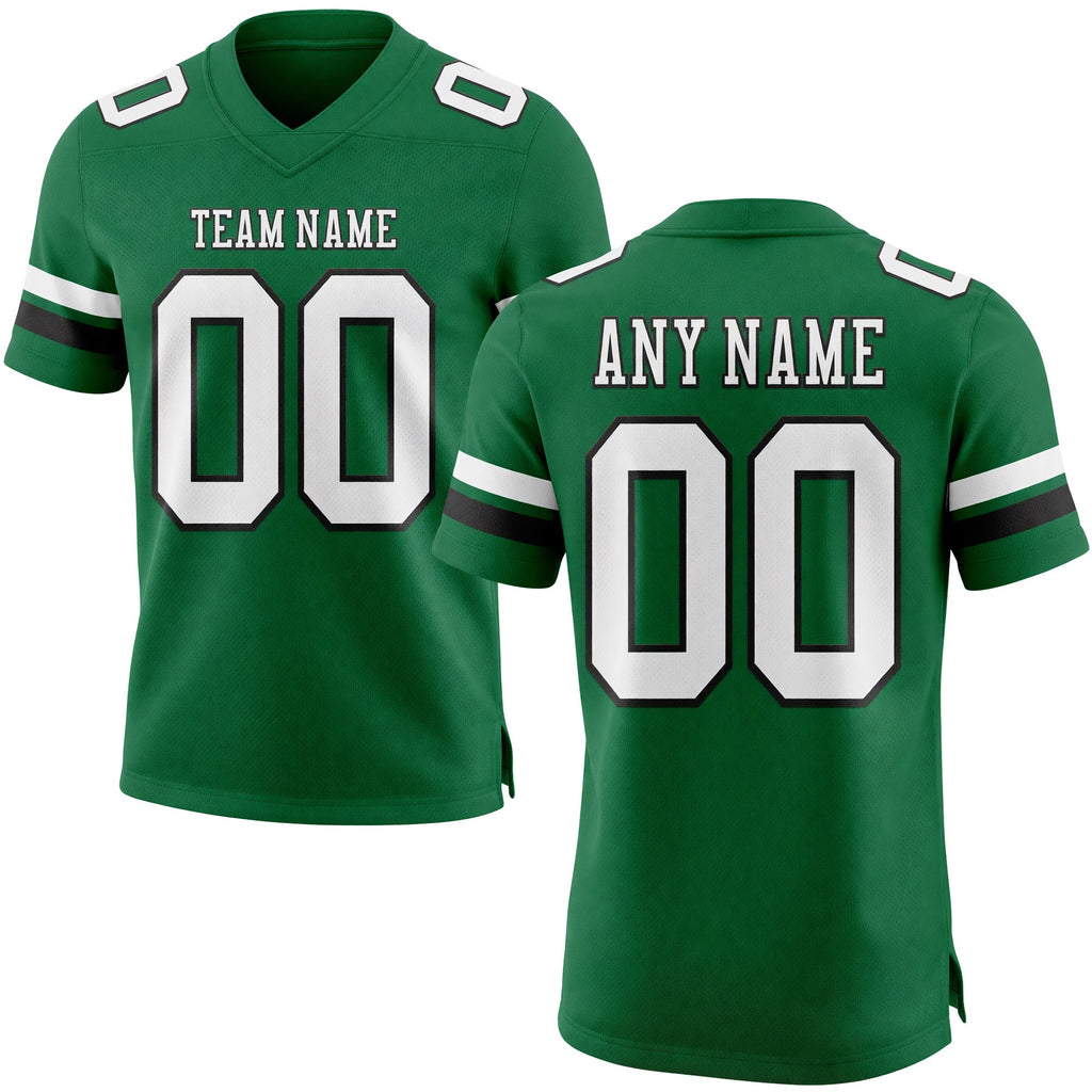 Custom Kelly Green White-Black Authentic Football Jersey