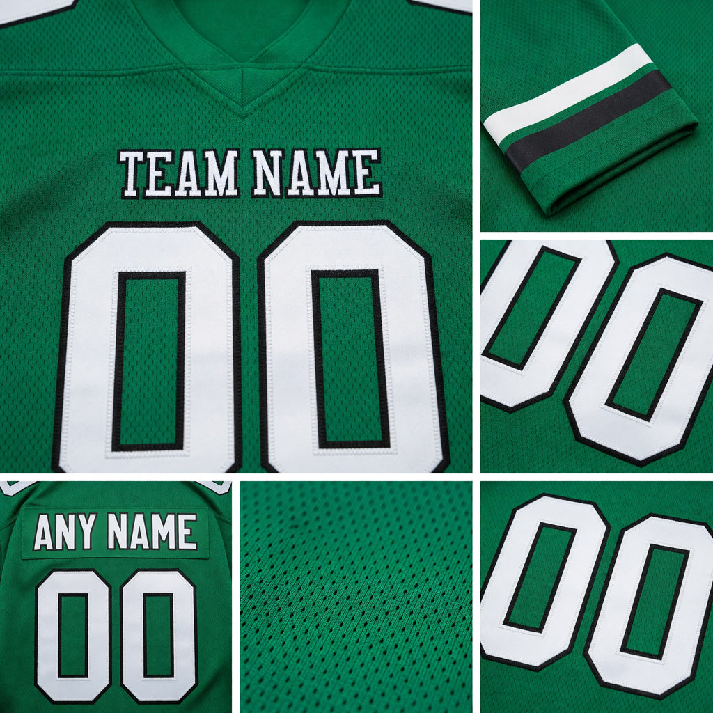 Custom Kelly Green White-Black Authentic Football Jersey detail