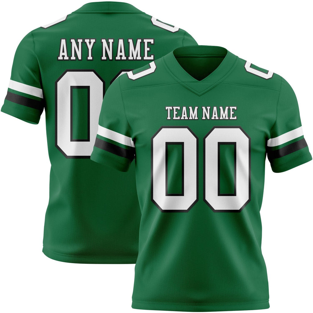 Custom Kelly Green White-Black Authentic Football Jersey photo 1