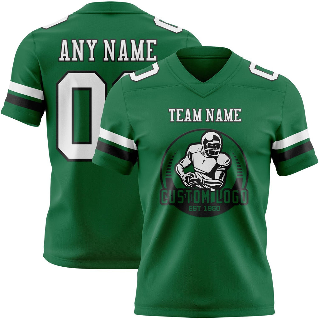 Custom Kelly Green White-Black Authentic Football Jersey photo 2