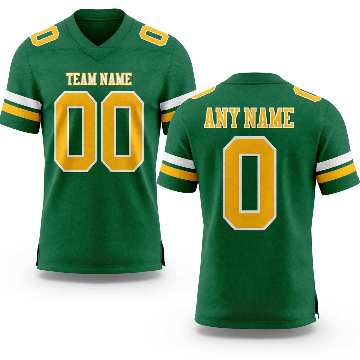 Custom Kelly Green Gold-White Authentic Football Jersey