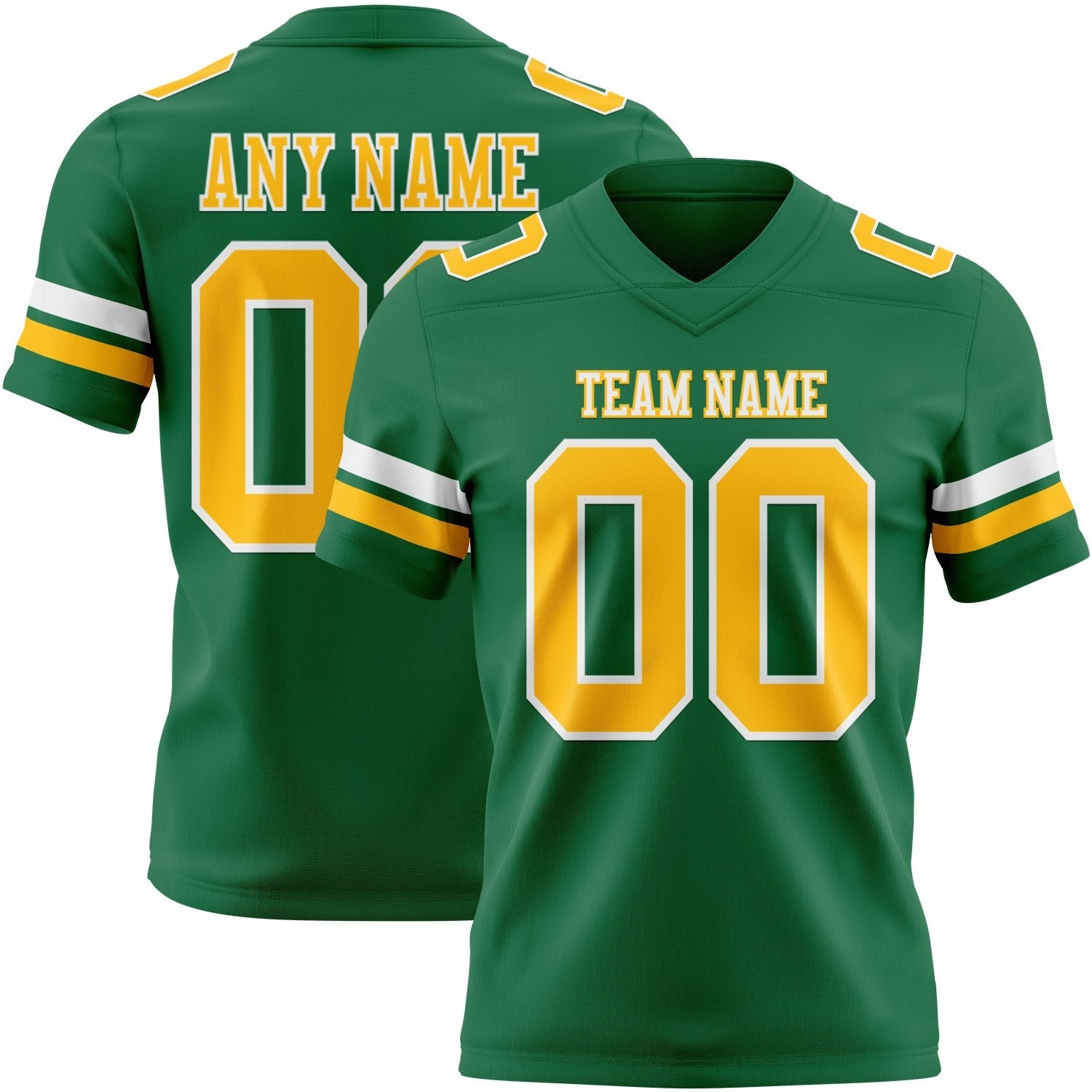 Custom Kelly Green Gold-White Authentic Football Jersey photo 1