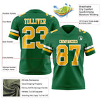 Custom Kelly Green Gold-White Authentic Football Jersey photo 3