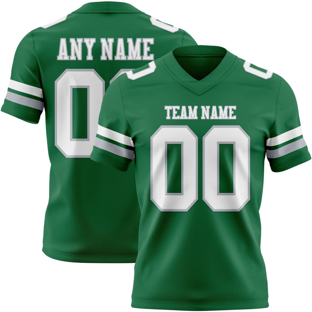 Custom Kelly Green White-Gray Authentic Football Jersey photo 1