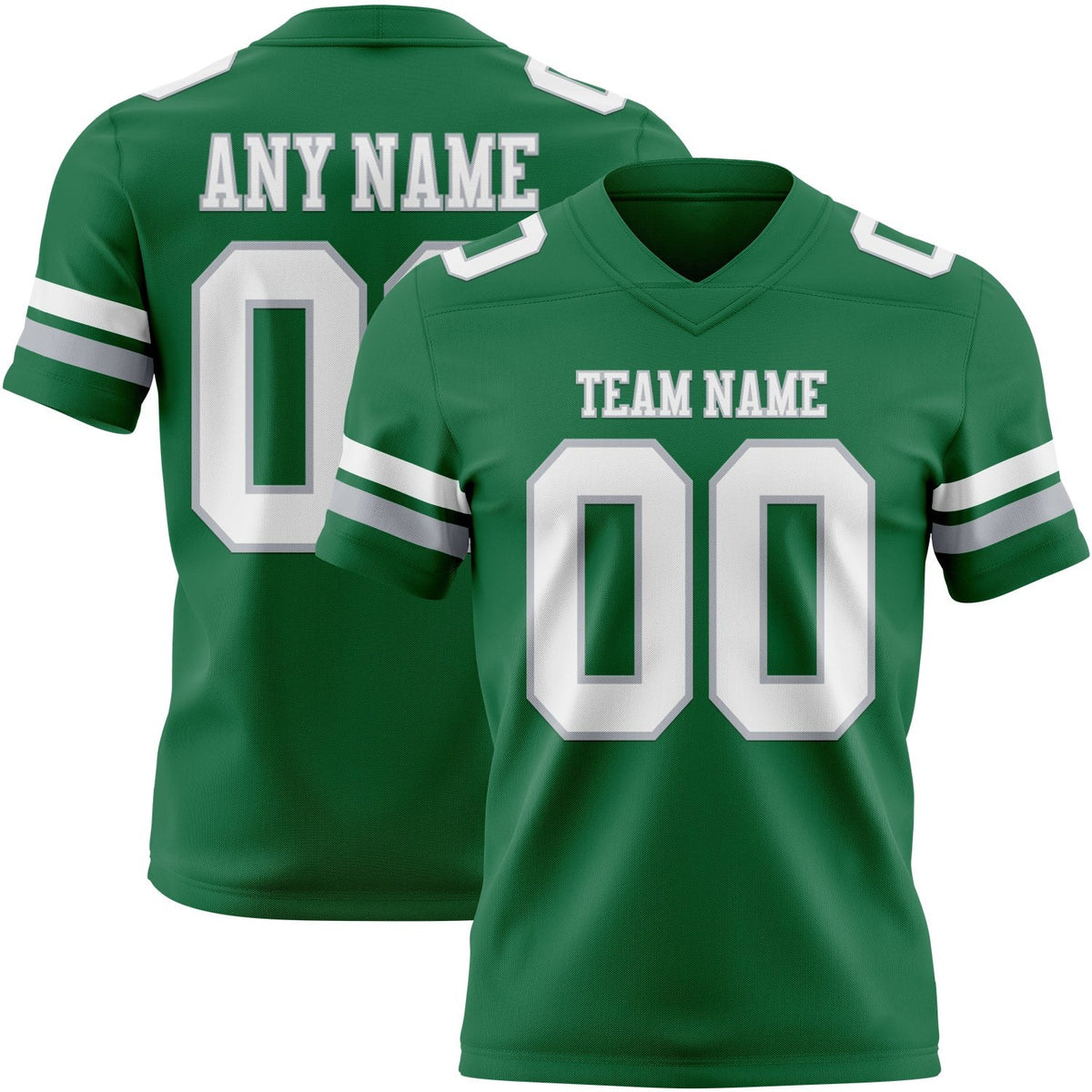 Custom Kelly Green White-Gray Authentic Football Jersey photo 1