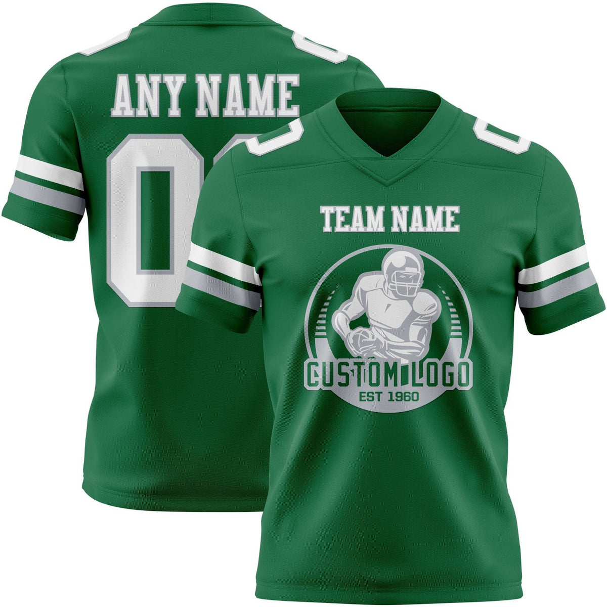 Custom Kelly Green White-Gray Authentic Football Jersey photo 2