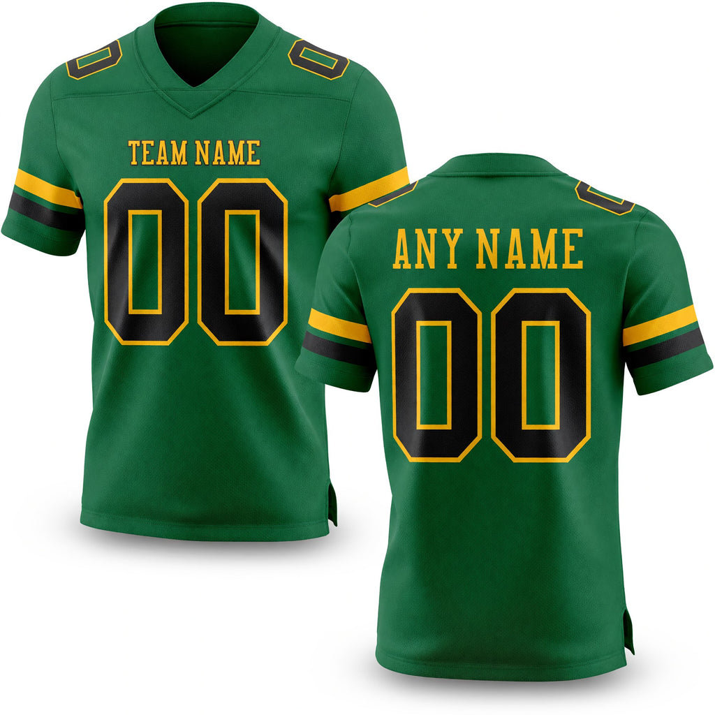 Custom Kelly Green Black-Gold Authentic Football Jersey