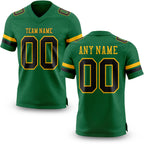Custom Kelly Green Black-Gold Authentic Football Jersey