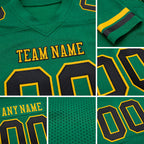 Custom Kelly Green Black-Gold Authentic Football Jersey detail