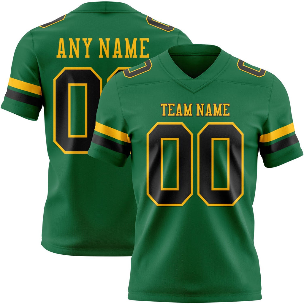 Custom Kelly Green Black-Gold Authentic Football Jersey photo 1