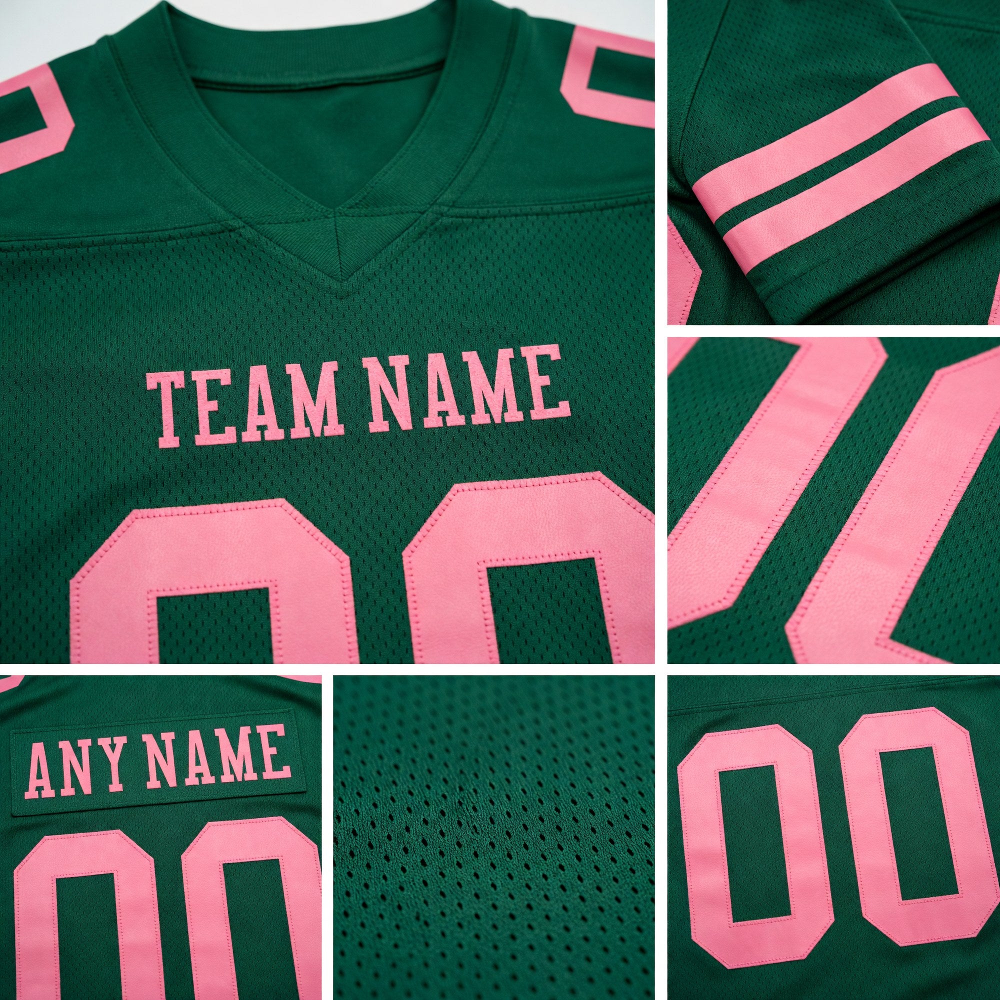 Custom Kelly Green Medium Pink Authentic Football Jersey detail