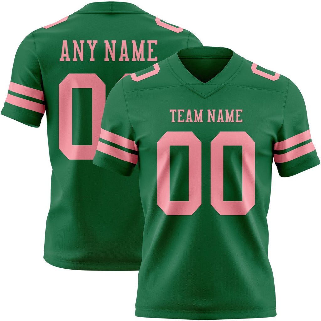 Custom Kelly Green Medium Pink Authentic Football Jersey photo 1