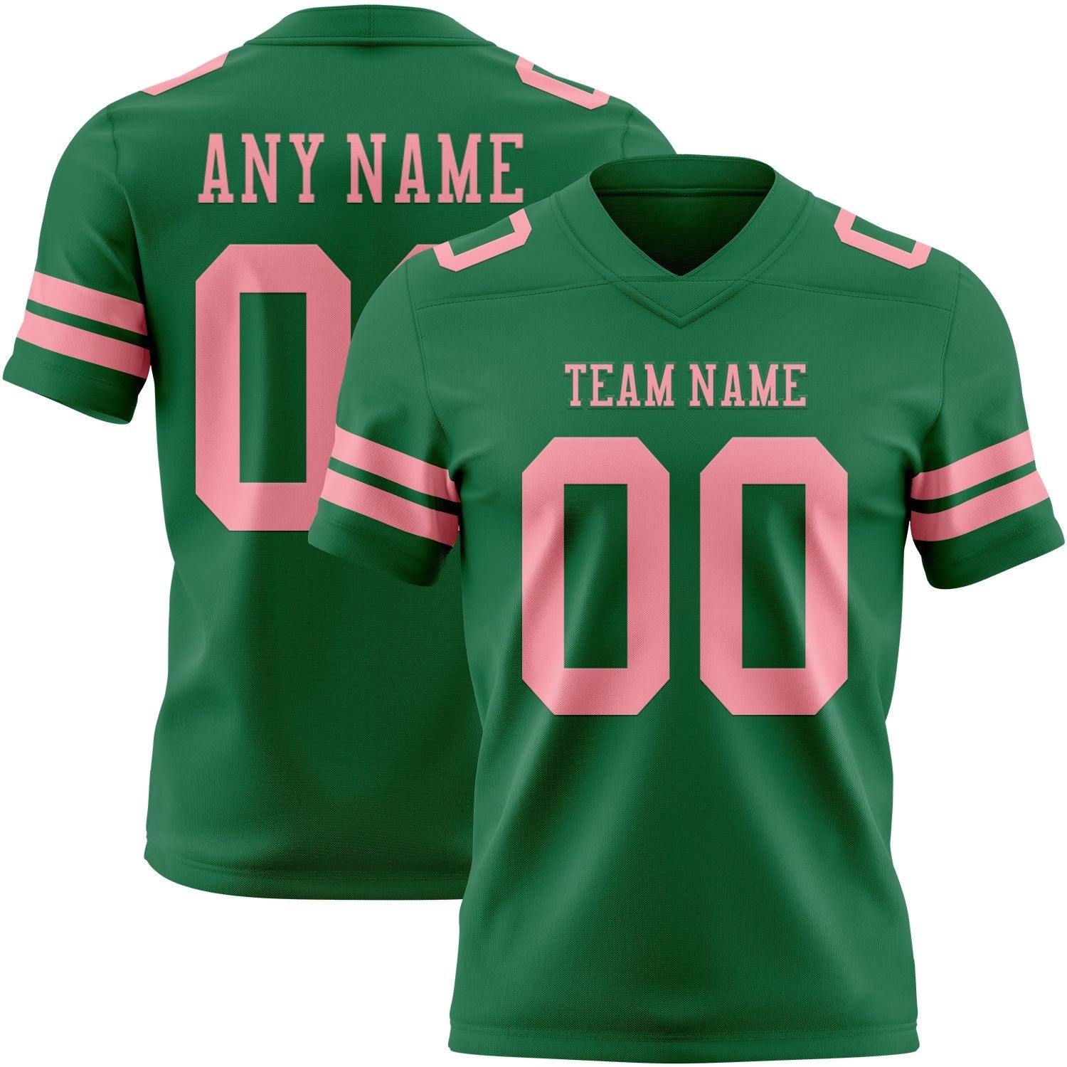 Custom Kelly Green Medium Pink Authentic Football Jersey photo 1