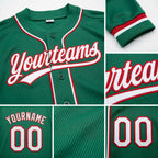 Custom Stitched Kelly Green White-Red Baseball Pullover Sweatshirt Hoodie detail