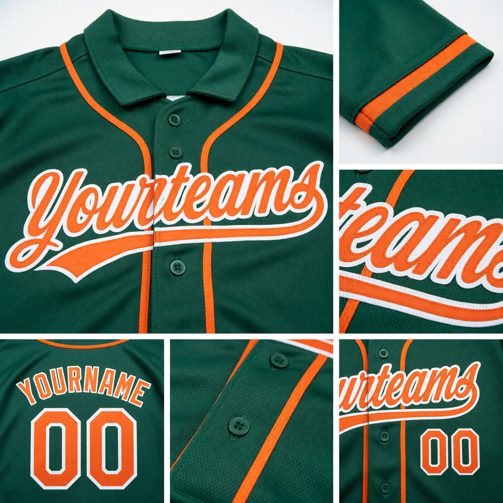 Custom Stitched Kelly Green Orange-White Baseball Pullover Sweatshirt Hoodie detail