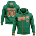 Custom Stitched Kelly Green Orange-White Baseball Pullover Sweatshirt Hoodie photo 1