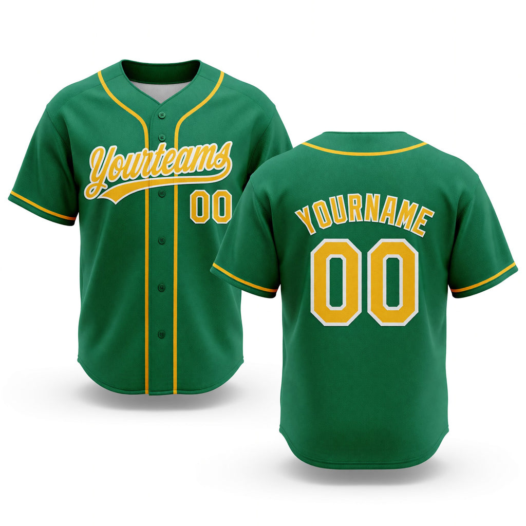 Custom Stitched Kelly Green Gold-White Baseball Pullover Sweatshirt Hoodie