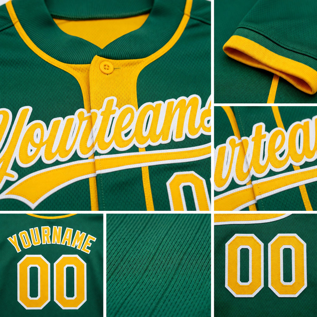 Custom Stitched Kelly Green Gold-White Baseball Pullover Sweatshirt Hoodie detail