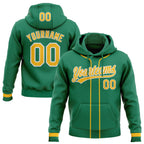 Custom Stitched Kelly Green Gold-White Baseball Pullover Sweatshirt Hoodie photo 1