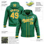 Custom Stitched Kelly Green Gold-White Baseball Pullover Sweatshirt Hoodie photo 2