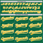 Custom Stitched Kelly Green Gold-White Baseball Pullover Sweatshirt Hoodie photo 3