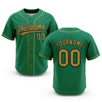 Custom Stitched Kelly Green Old Gold-Black Baseball Pullover Sweatshirt Hoodie