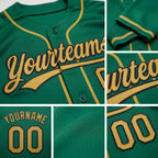 Custom Stitched Kelly Green Old Gold-Black Baseball Pullover Sweatshirt Hoodie detail