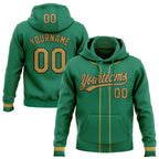 Custom Stitched Kelly Green Old Gold-Black Baseball Pullover Sweatshirt Hoodie photo 1