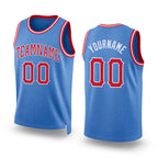 Custom Light Blue Red-White Round Neck Rib-Knit Basketball Jersey