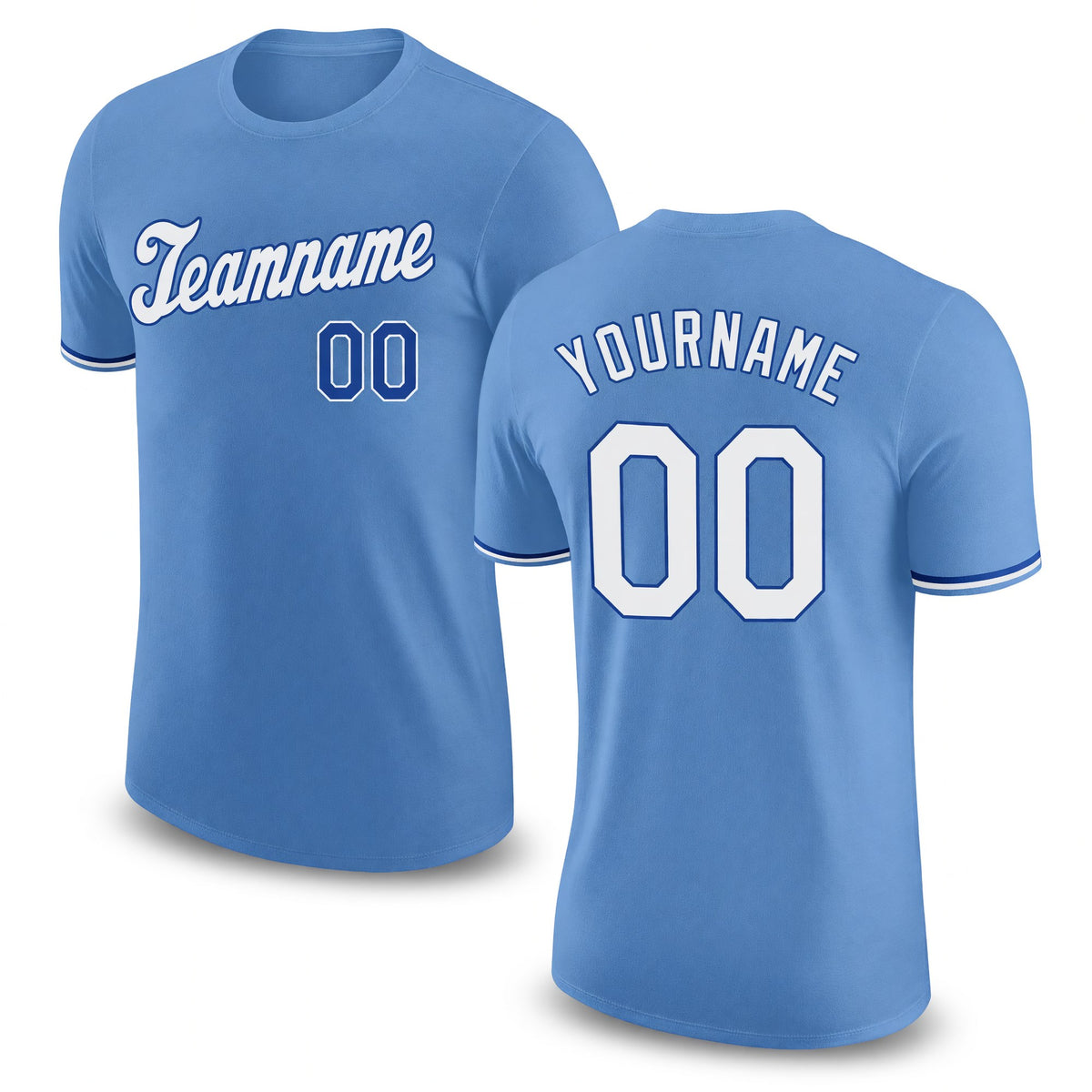 Custom Light Blue White-Royal Performance T-Shirt