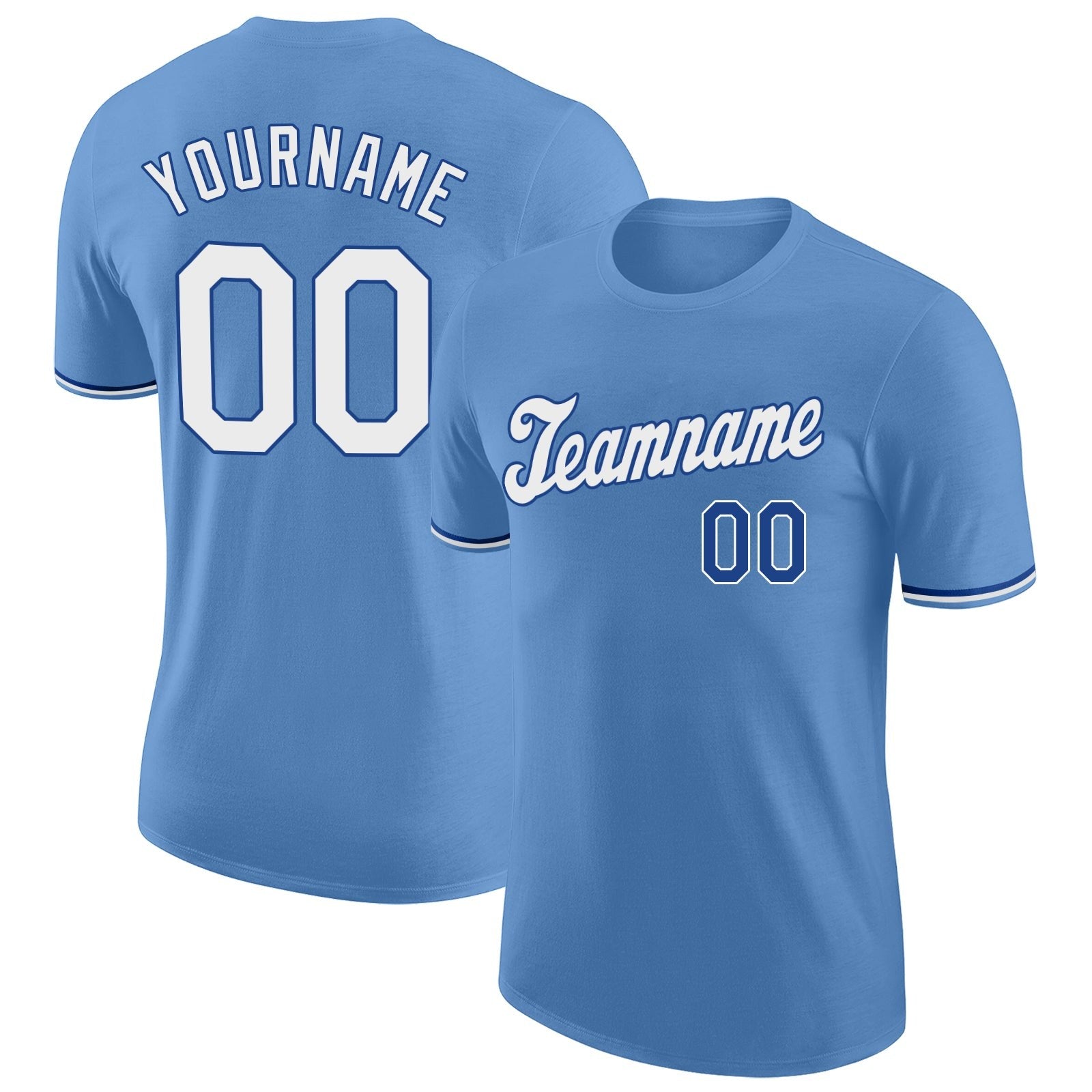 Custom Light Blue White-Royal Performance T-Shirt photo 1