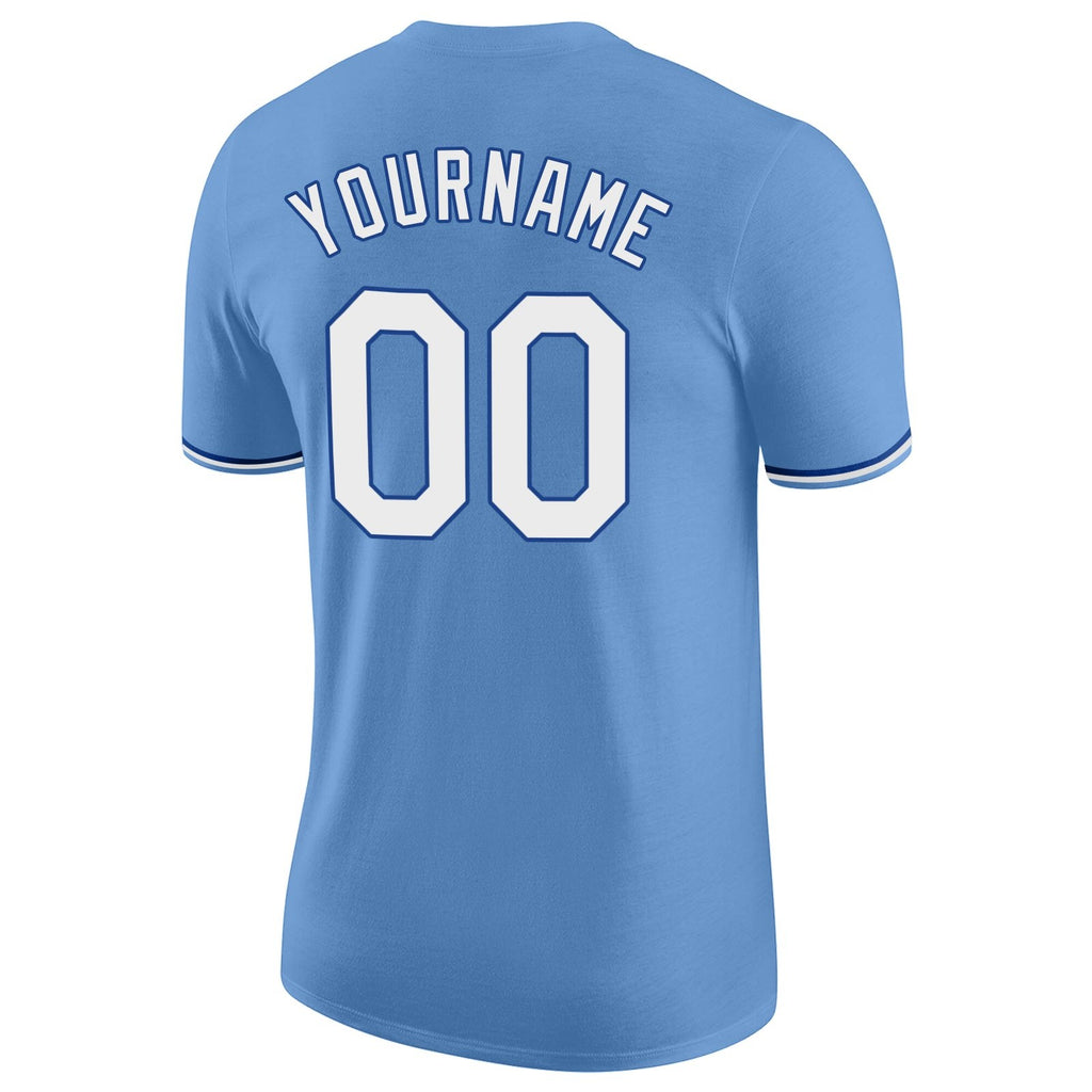 Custom Light Blue White-Royal Performance T-Shirt photo 5