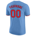 Custom Light Blue Red-Navy Performance T-Shirt photo 5