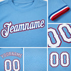 Custom Light Blue White-Red Performance T-Shirt detail