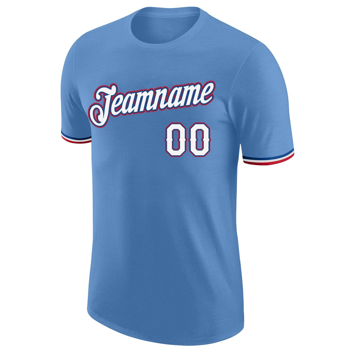 Custom Light Blue White-Red Performance T-Shirt photo 4