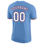 Custom Light Blue White-Red Performance T-Shirt photo 5