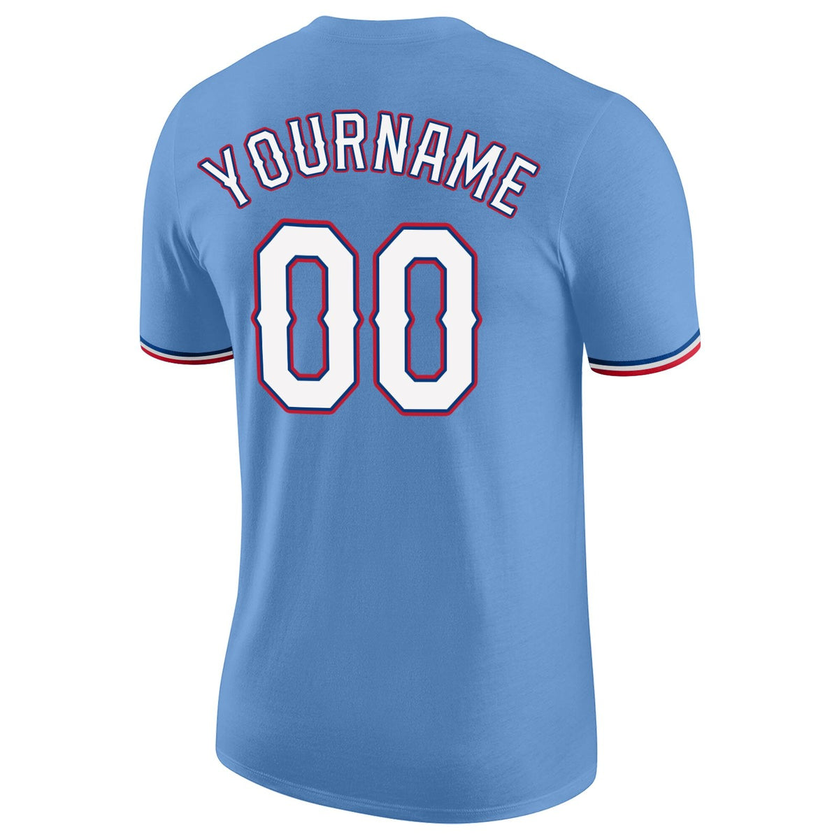 Custom Light Blue White-Red Performance T-Shirt photo 5