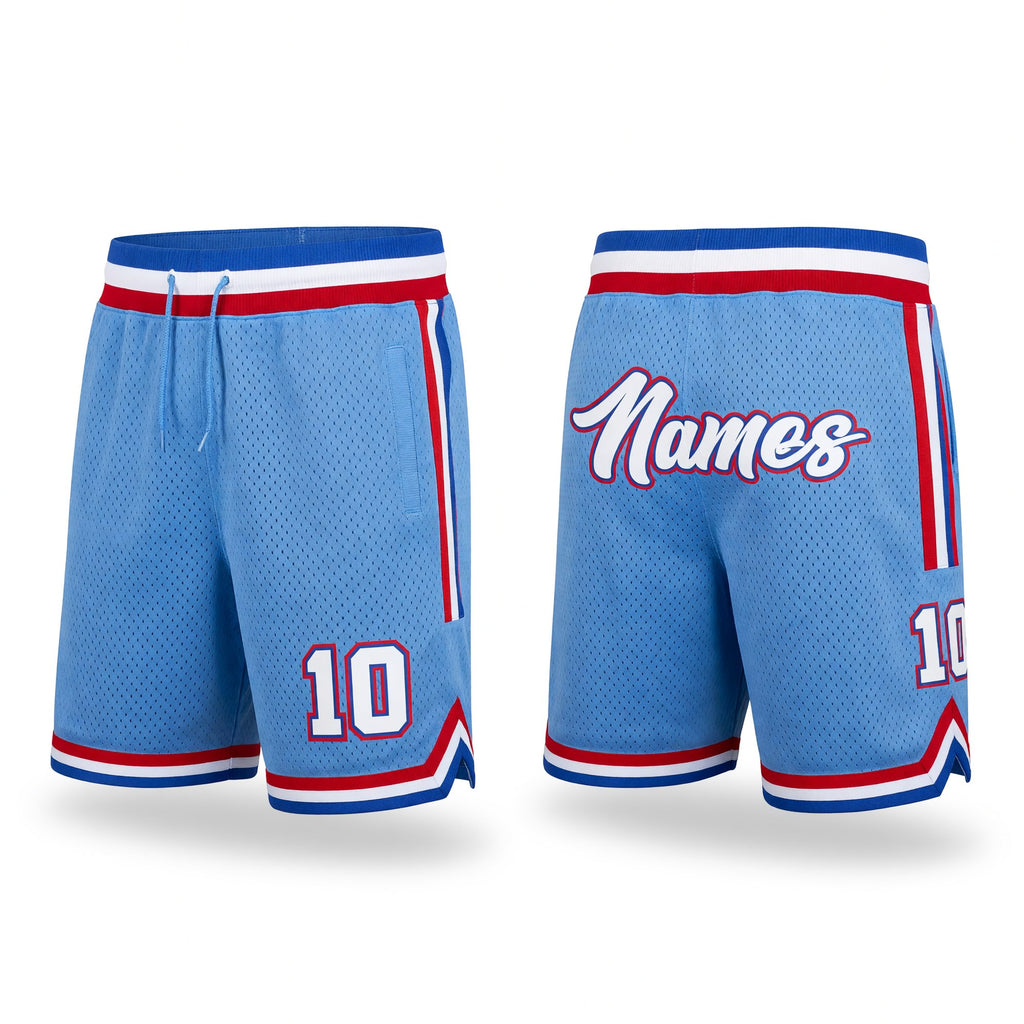 Custom Light Blue White-Royal Authentic Throwback Basketball Shorts